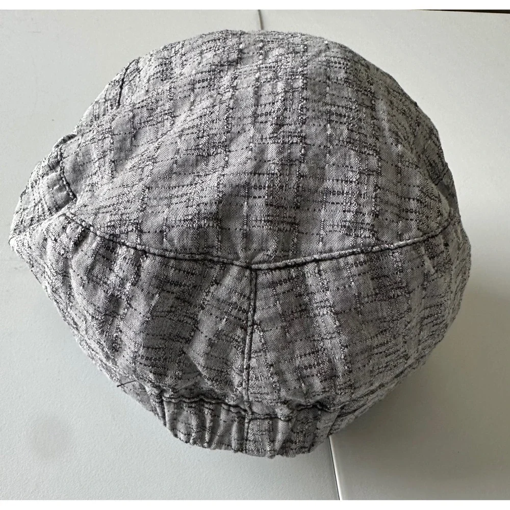 Womens Grey Textured Cadet Cap Military Style Hat with Button Detail